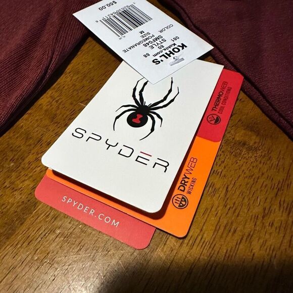 Spyder Mens Maroon 1/4 Zip Pullover Thermal wicking Sweater Shirt New Size M - Picture 8 of 12